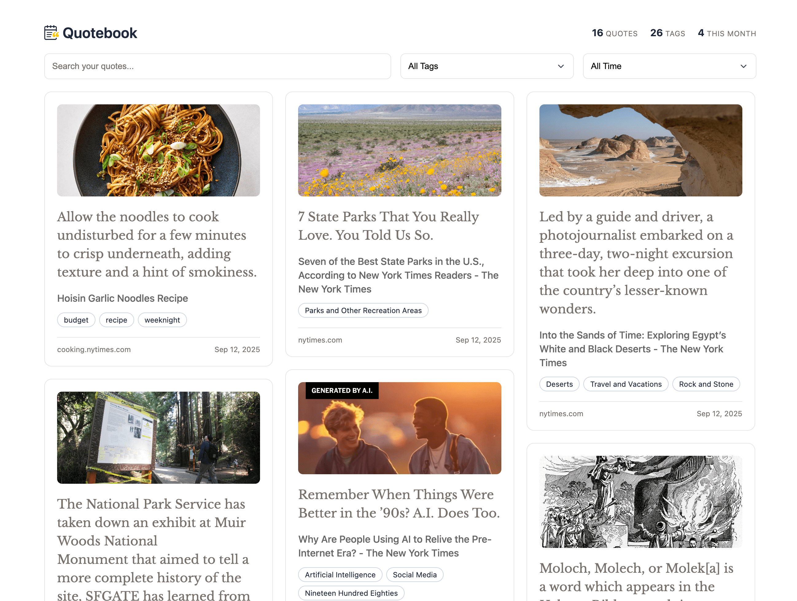 Quotebook extension screenshot